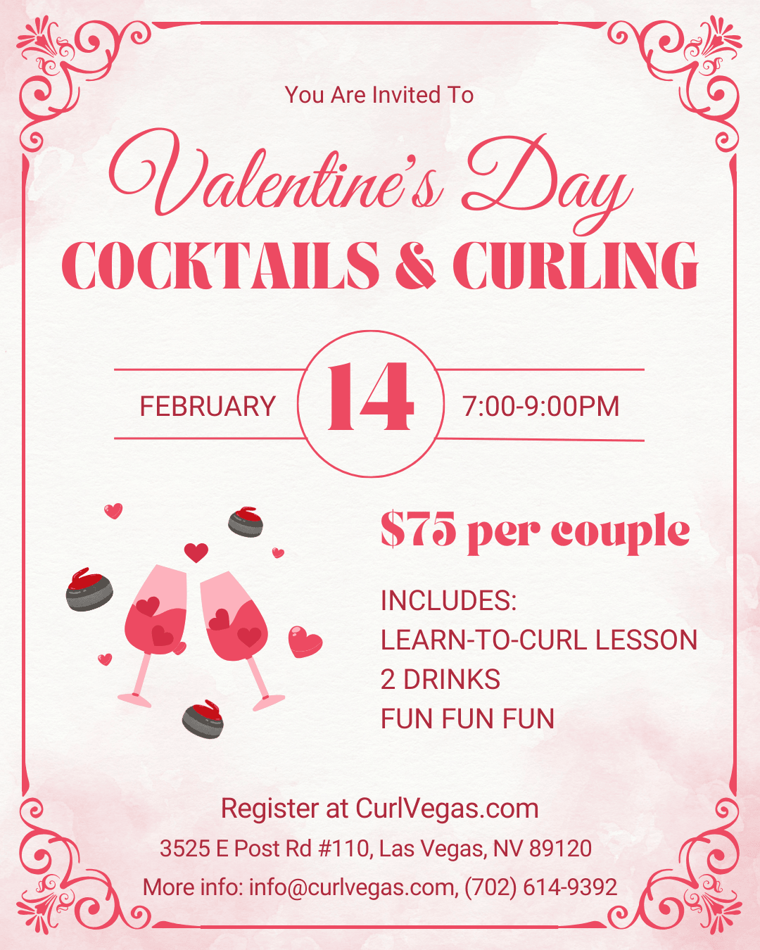 Cocktails & Curling for Valentines - Learn to Curl Lesson